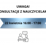 Plakat informujący o konsultacjach z rodzicami
